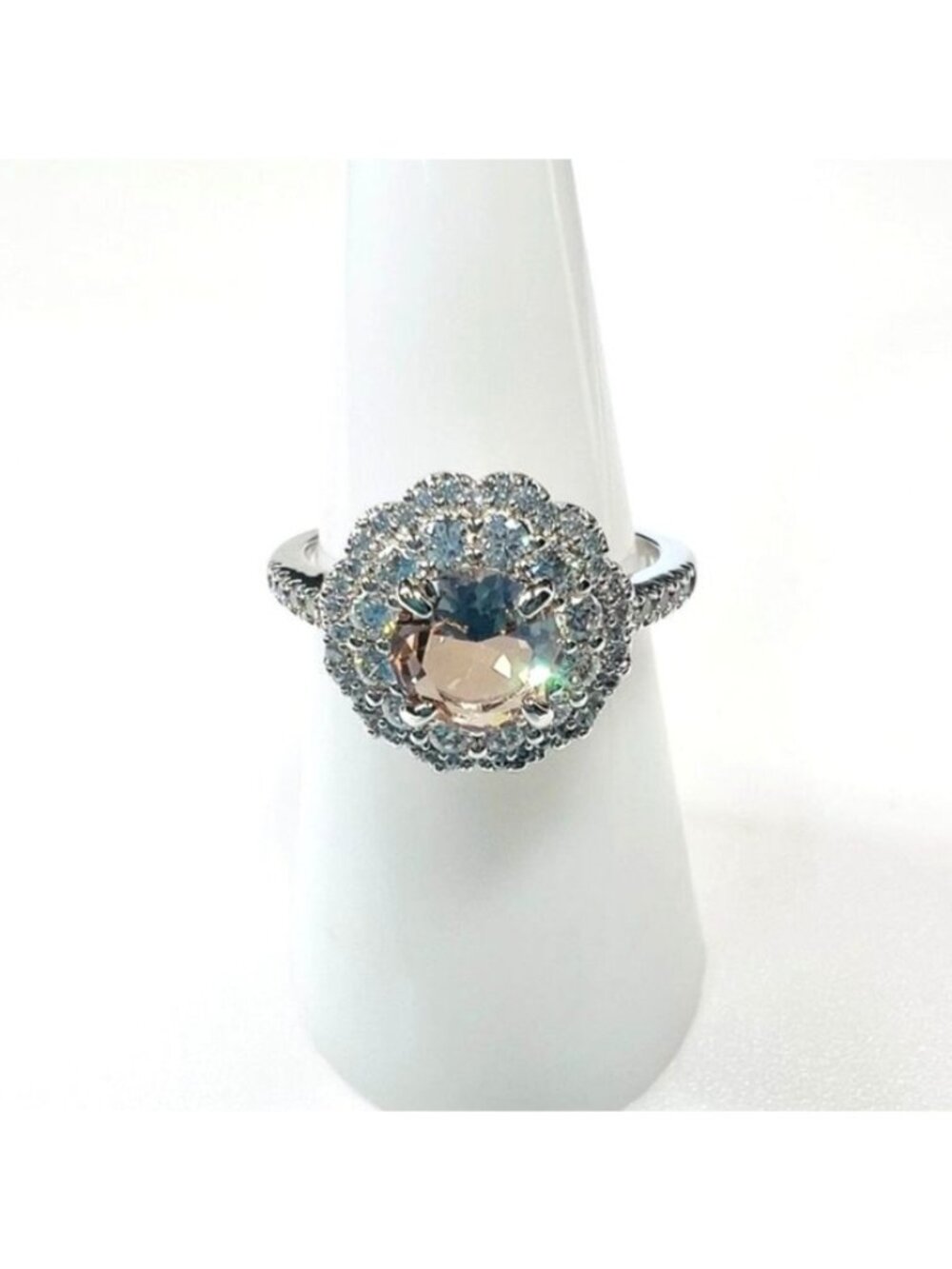 Ring Bomb Party Ring # 2943   Size 8, peach quartz, contemporary, fashion